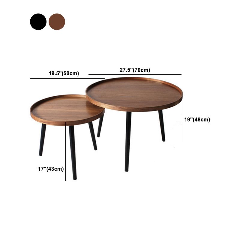 Nordic Round Wood Coffee Table 3 Legs Tray Top Cocktail Table
