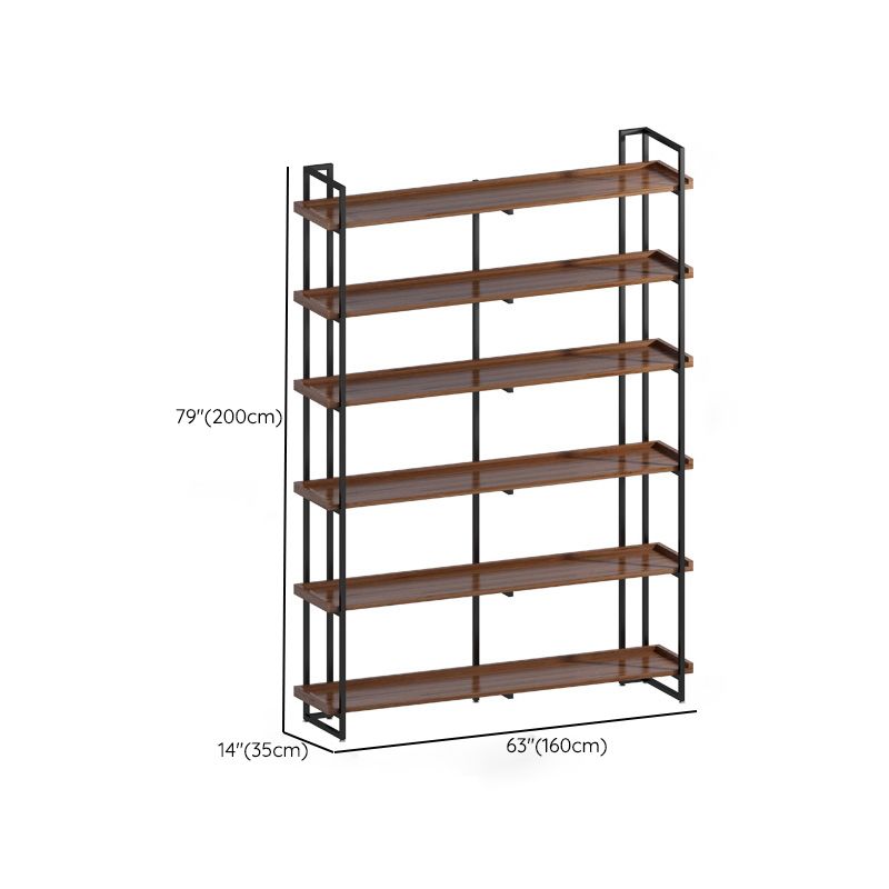 Industrial Antique Finish Bookcase Metal Etagere Bookshelf with Rectangular Shelves