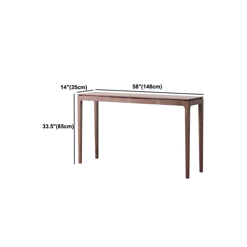 Mid-Century Modern Sofa Table 4 Legs Wood Rectangle Storage Walnut Console Table