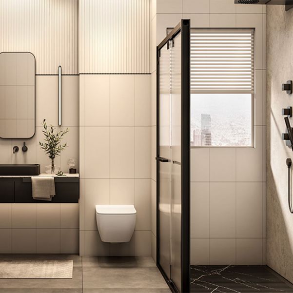 Double Sliding Shower Doors Black Tempered Glass Shower Bath Door