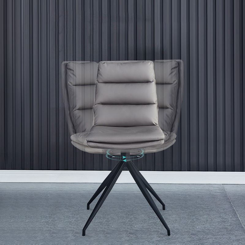 Sillas sin brazos con respaldo sólido de estilo industrial Sillas de comedor de cuero de microfibra (juego de 4)