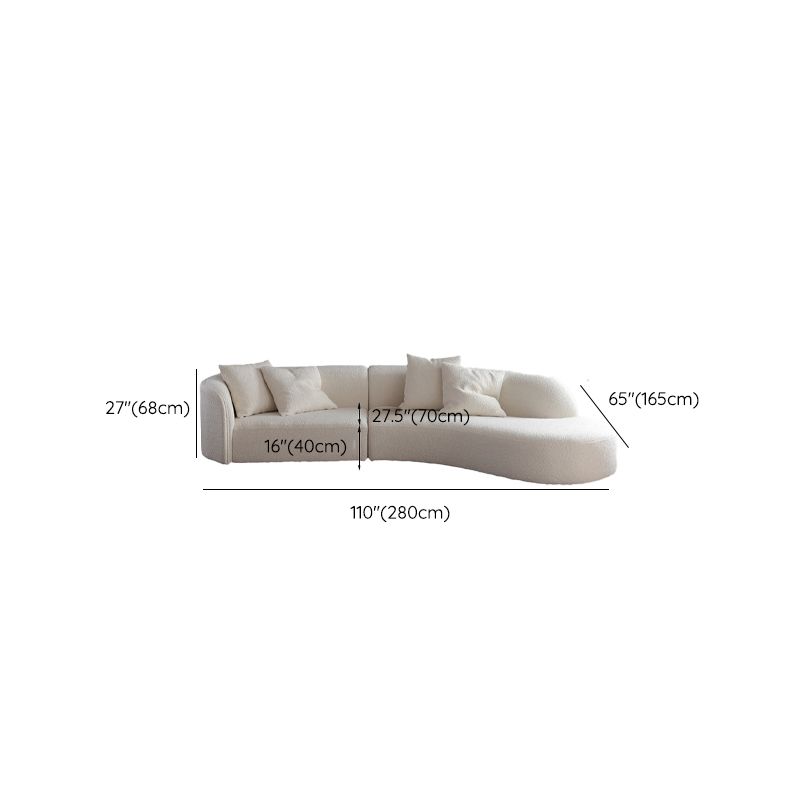 Modern Fabric Sectional with Bolster Pillows 26.77" Tall White L-shape Sectional