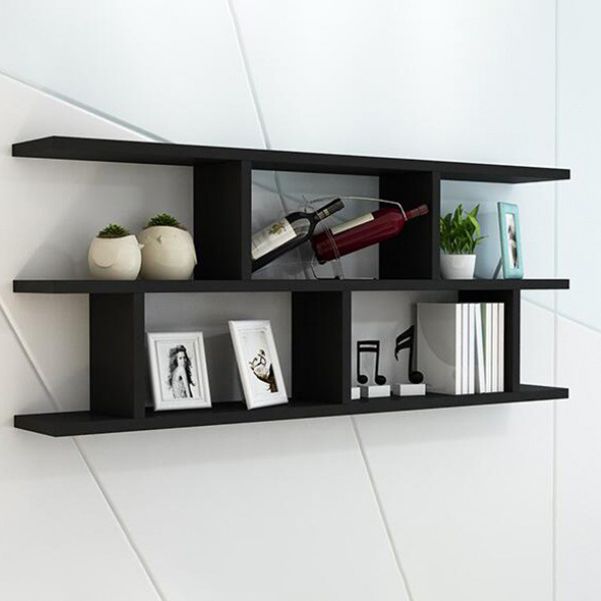 Scandinavian Floating Bookcase Wall Mounted Manufactured Wood Bookcase
