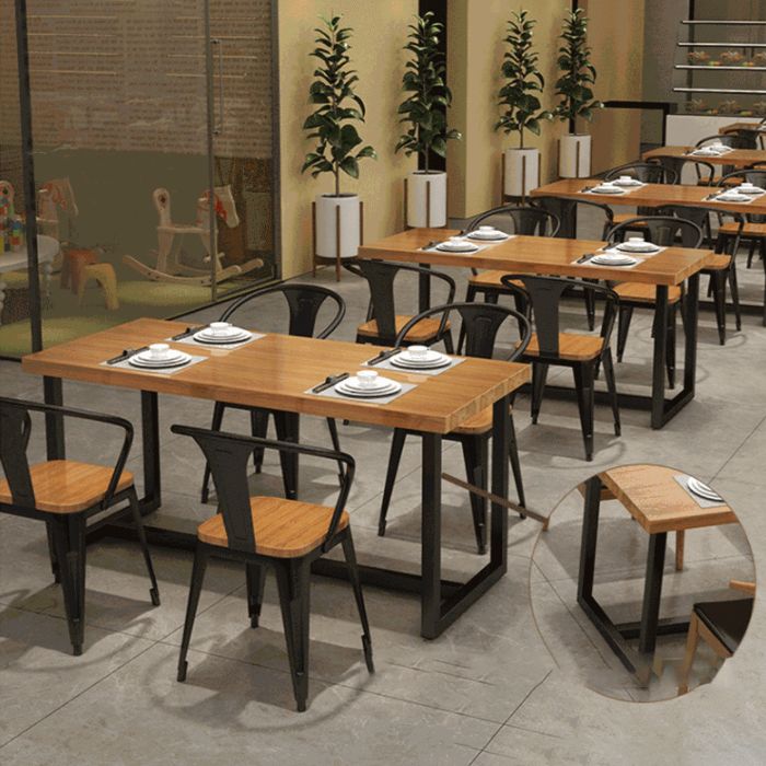 Industrial Rectangle Wooden Table Set 1/2/5 Pieces Dining Set for Kitchen