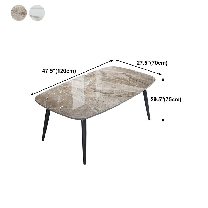 Stone Rectangle Dining Table Modern Metal Black Frame Tripod Dining Table