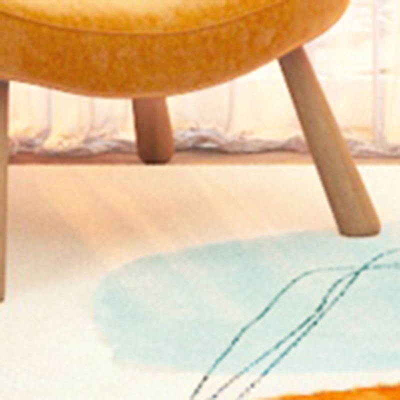 White Tone Home Decor Carpet Simple Abstract Pattern Area Rug Polyester with Non-Slip Backing Rug