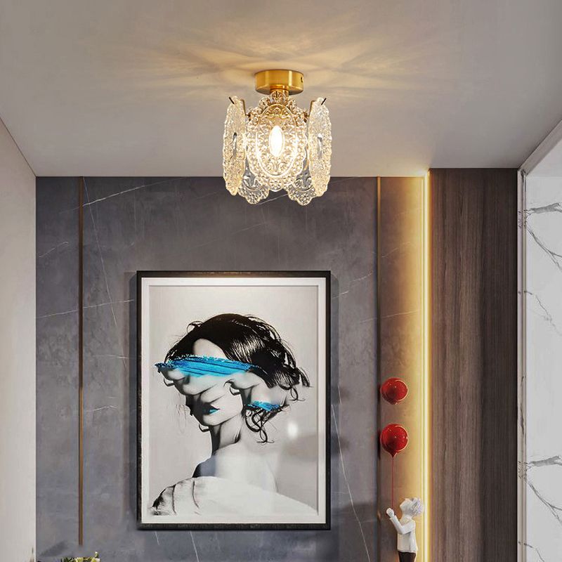 Modern Ceiling Light 1-Light Ceiling Mount Light with Glass Shade for Living Room