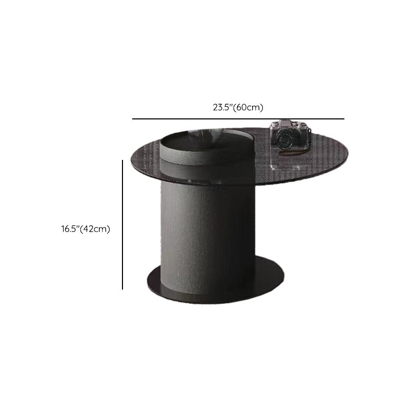 Modern Slate Coffee Table Round Bunching Coffee Table Set with Drawer