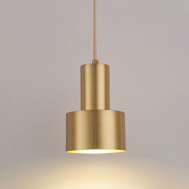 Creative Creative Single suspendre la lampe de cuivre Pendante cylindrique pour les espaces intérieurs