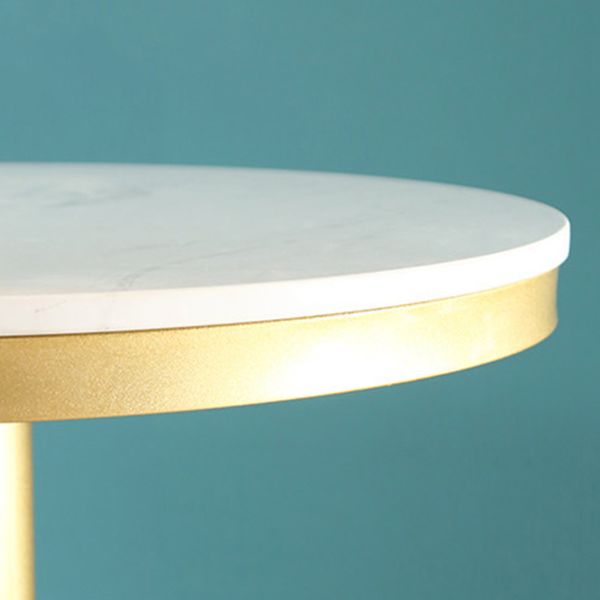 Glam Style Gold Iron Bar Table Marble Top Bistro Table - 21.6"W x 41.3"H