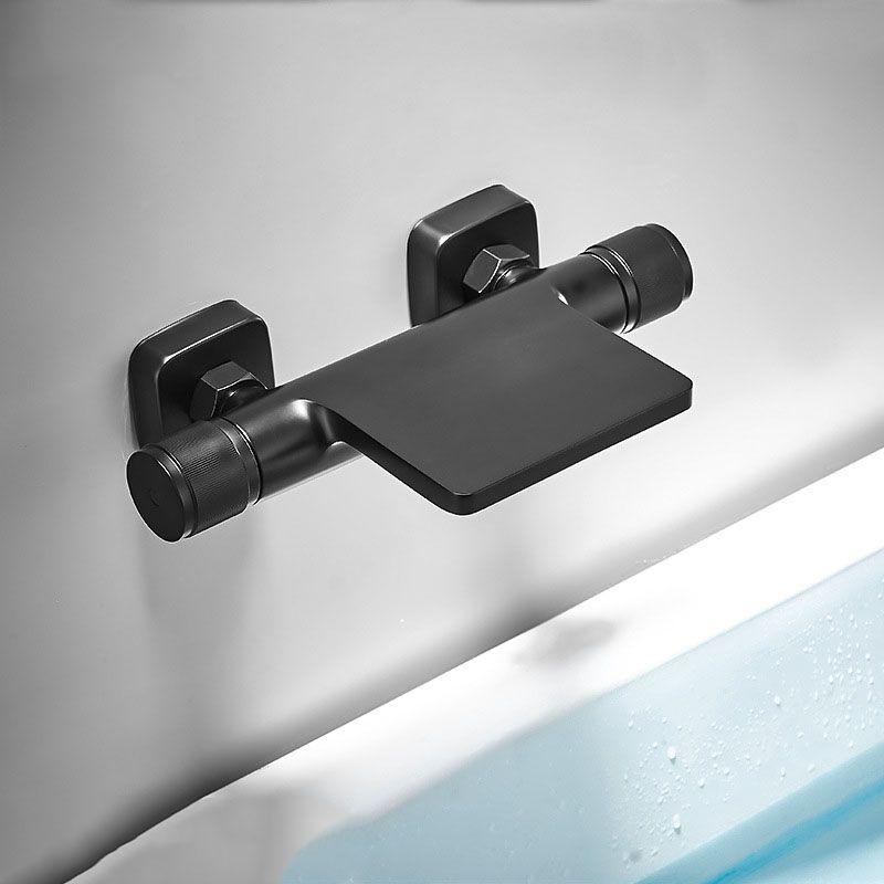 Modern Wall Mounted Metal Tub Filler Waterfall Double Handles Tub Faucet Trim