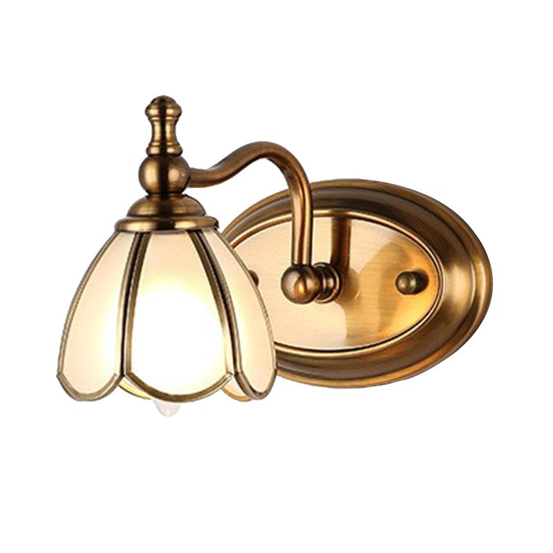 Dome Vanity Light Colonial Opal Glass 1/2/3/4 teste Funzione illuminazione a parete in ottone per bagno