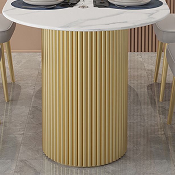 Moderner Esstisch Oval Doppelpodest Esstisch für Zuhause