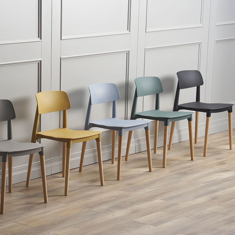 Contemporary Style Dining Chair Armless Dining Chairs with Wooden Legs for Kitchen