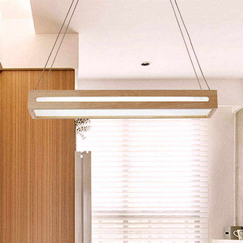 Luz de colgante LED LED de 23.5 "W de madera moderna de madera de 1 linda lámpara de techo beige con difusor en luz cálida/blanca/natural