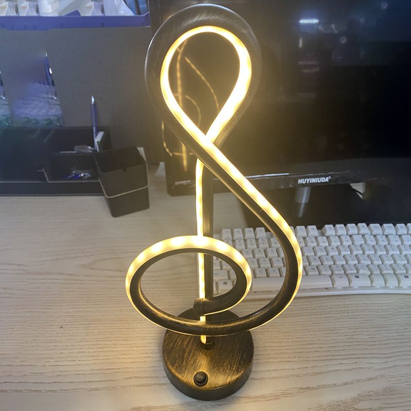 Bronze Finish Linear Table Light Simplicity Metal LED Night Lamp for Bar Club