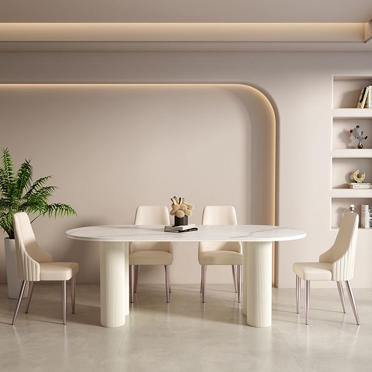 Oval Double Pedestal Dining Table Contemporary Kitchen Dinner Table