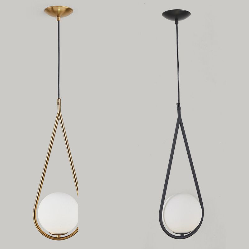 Lampada appesa sferica MODERNA MODERNA 1 Luce Sospensione Sospensione Luce a sospensione con anello di metallo a goccia