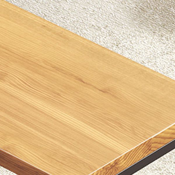 Solid Wood Bistro Table Brown Rectangle Bar Height Pub Table with 3-shelf