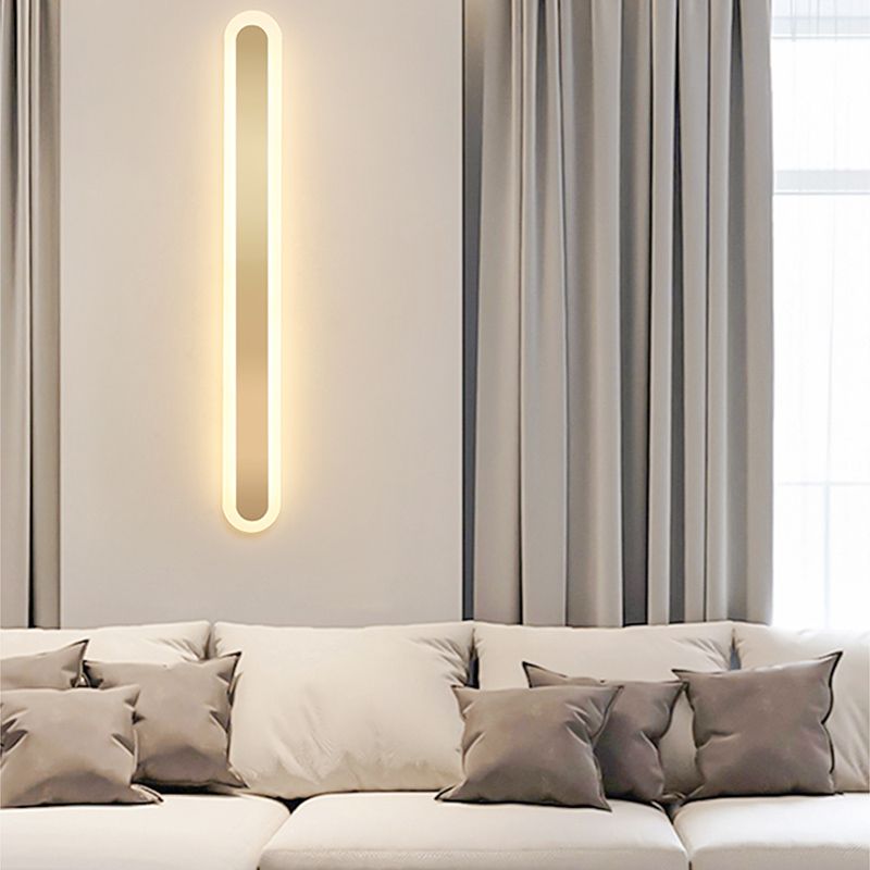 Linear Shape Metal Wall Light Modern Style 1-Light Wall Mounted Light Fixture in Gold