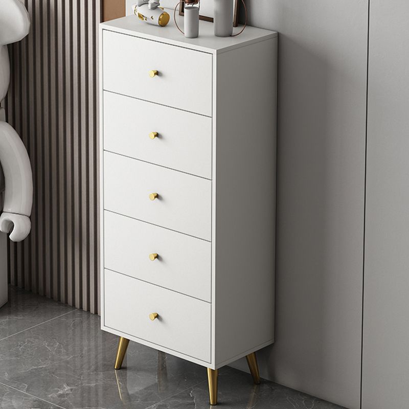 Vertical Glam Storage Chest Wooden Soft-Close Drawers Dresser with Metal Feet