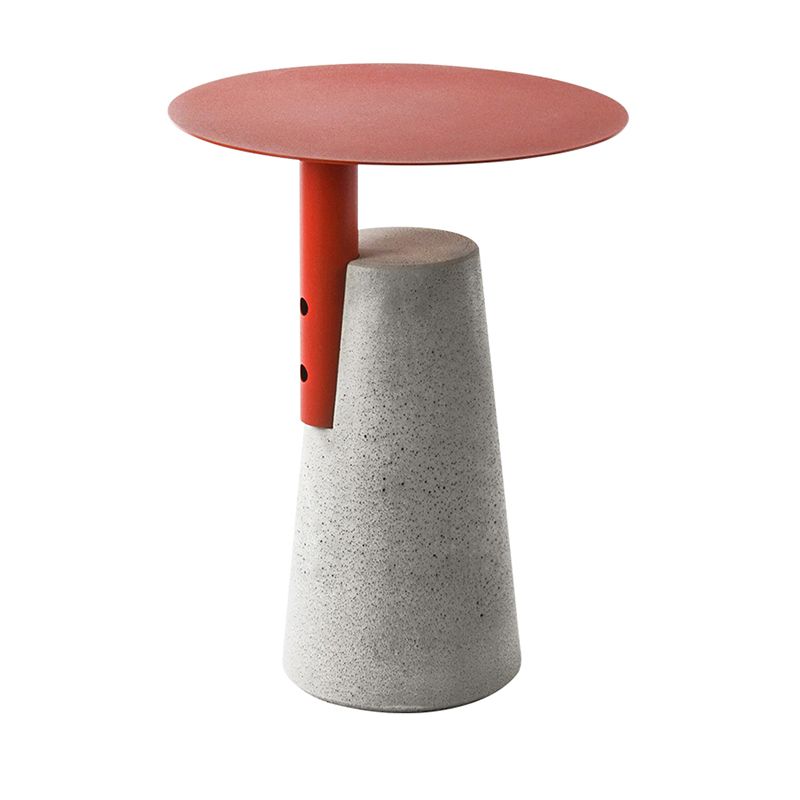 Iron Top End Side Table Concrete Pedestal Sofa Side Accent Table