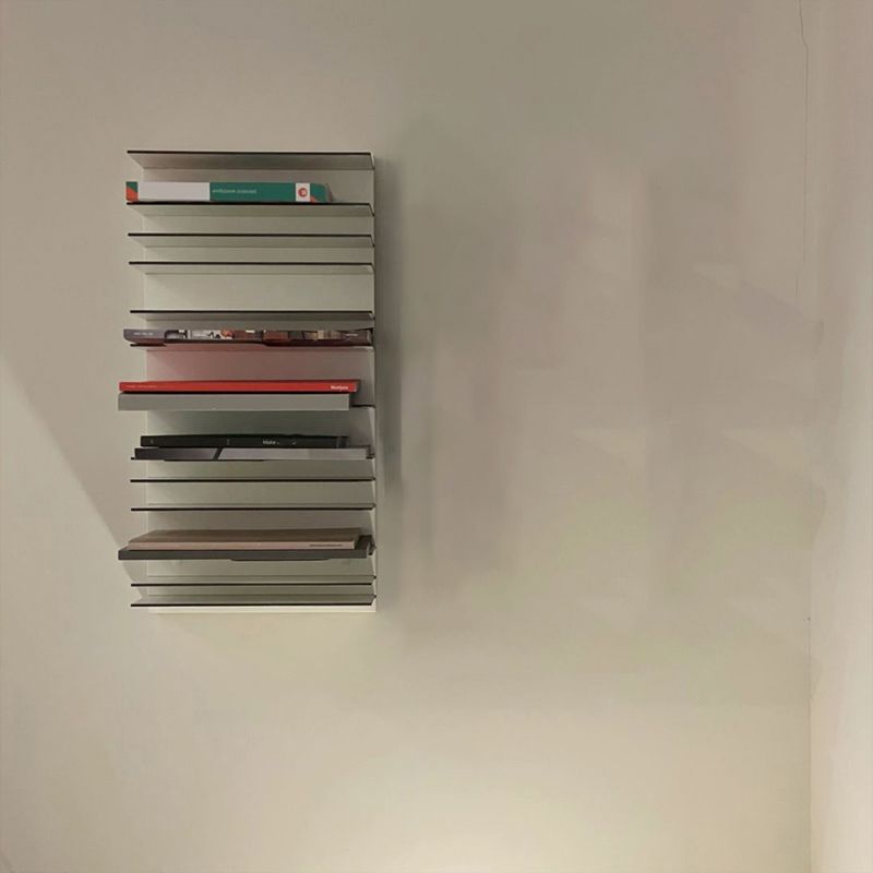 Industrial Metal Bookcase Floating Closed Back Bookshelf with Shelves