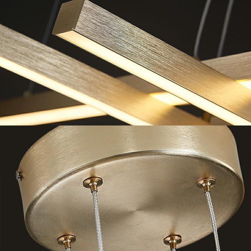 Gold LED Linear Pendant Light in Modern Singularity Aluminium Adjustable Hanging Lamp for Living Room