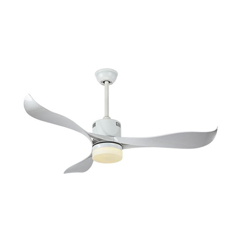 Weiße kreisförmige Hängelüfter Licht zeitgenössisches Metall LED Wohnzimmer Semi Flush Mount Decke mit 3 Klingen, 52 "breit