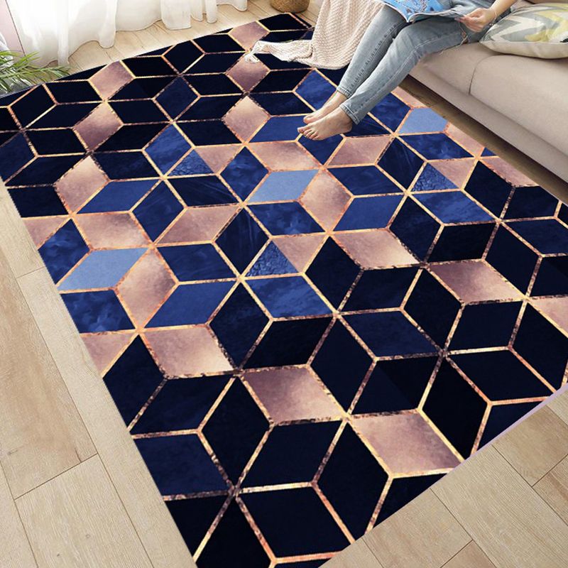 Dark Red Modern Rug Polyester Graphic Rug Non-Slip Backing Rug for Home Decoration