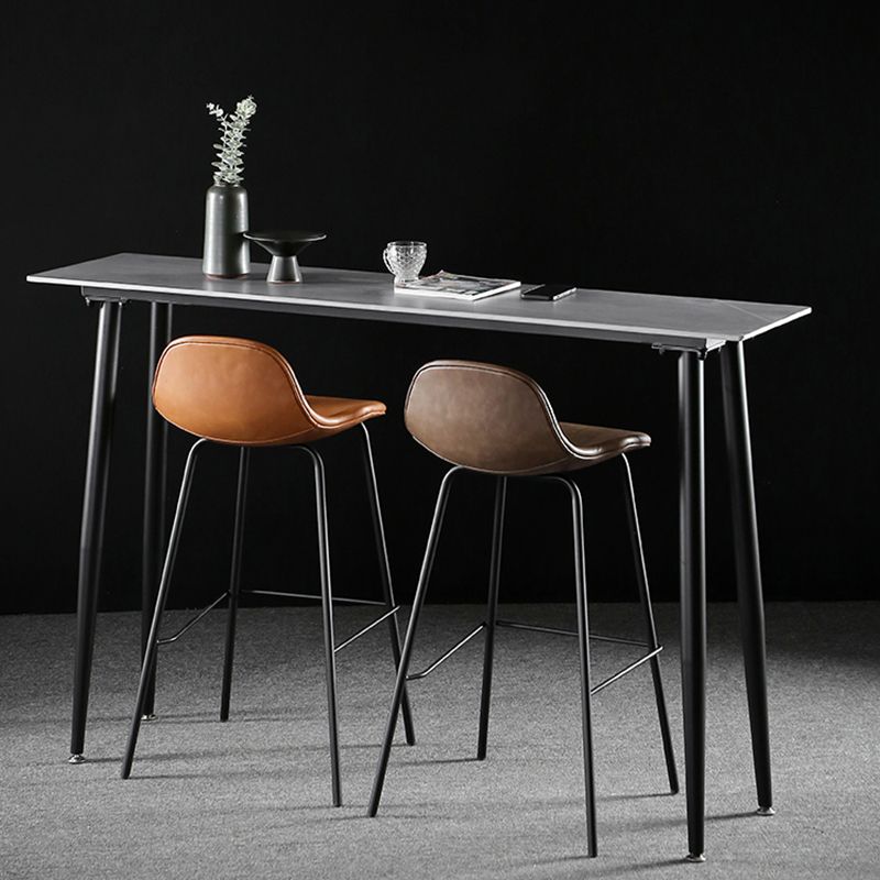 Industrial Style Bar Table Stone Rectangle Pub Table in Gray