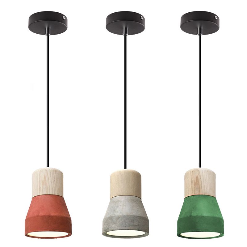 Modern Minimalist Style Tapered Suspension Pendant Light  1 Light Pendant Ceiling Light with Cement Shade