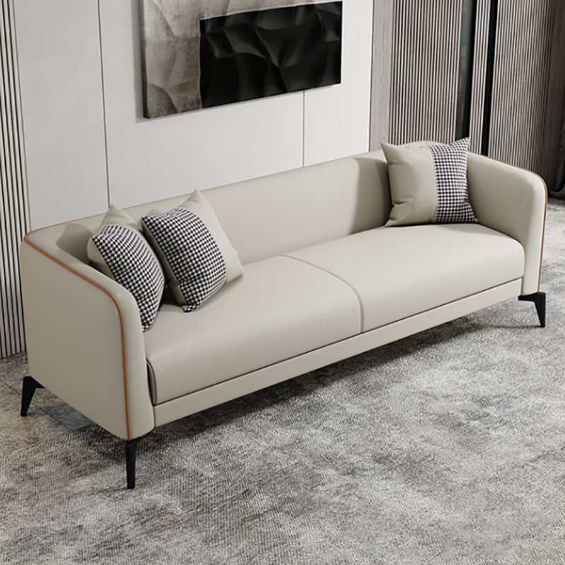 Contemporary Faux Leather Tight Back Tuxedo Arm Living Room Standard Settee