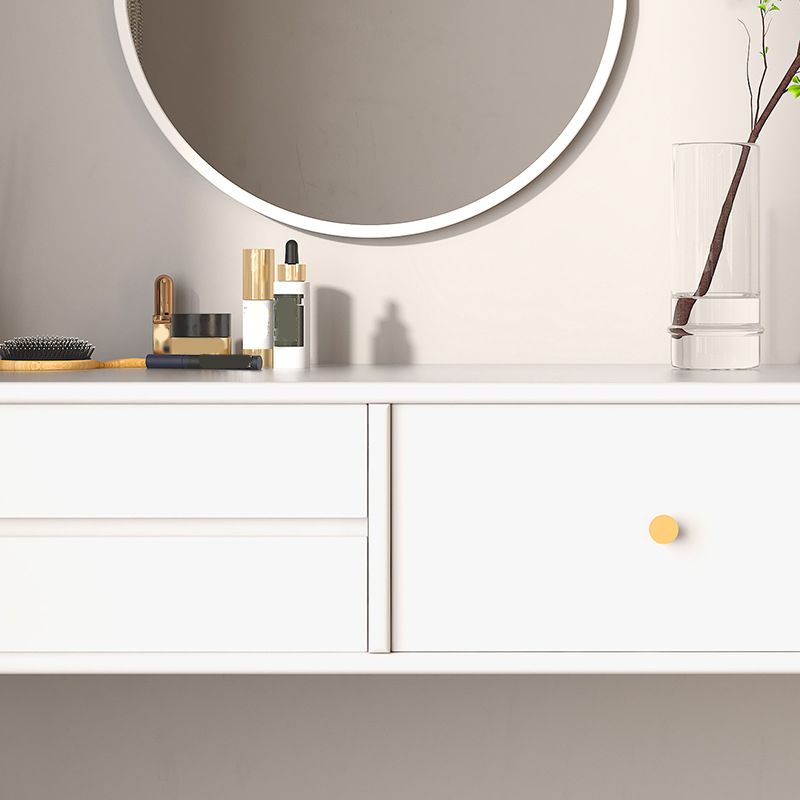 Contemporary Solid Wood Makeup Dressing Table Set with Stool