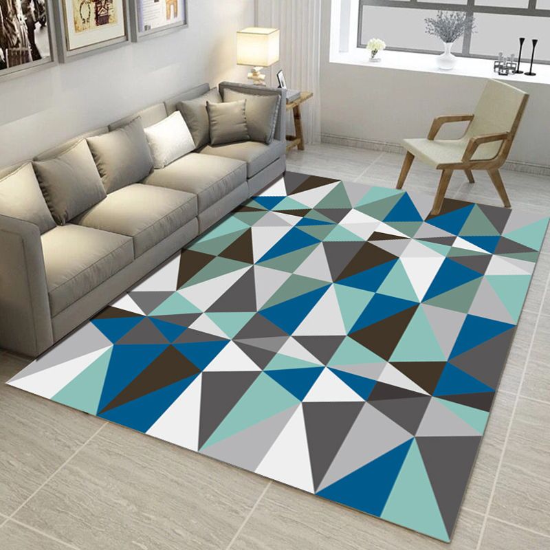 Environmental Modern Area Rug Multi Colored Geometrical Rug Pet Friendly Non-Slip Machine Washable Rug for Home