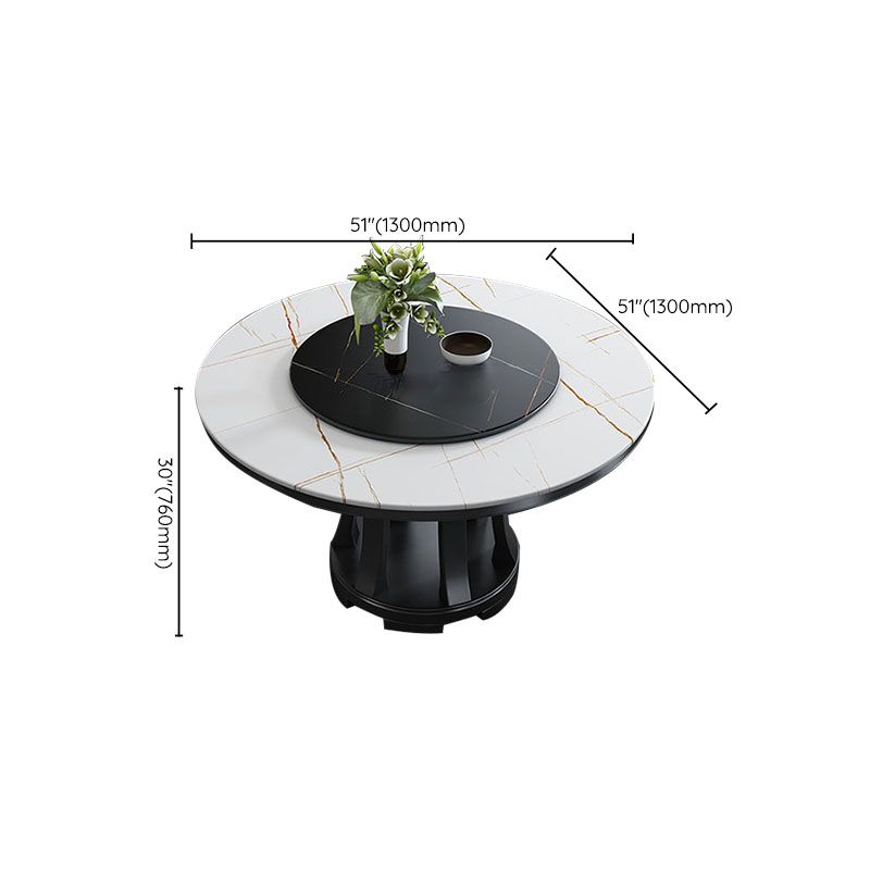 Rubberwood Solid Wood Pedestal Dining Table Convertible Dining Table