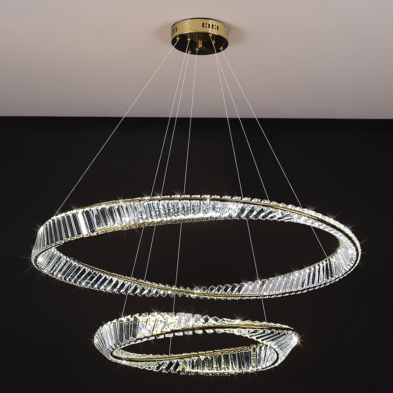 Modern Orbicular Ceiling Pendant Light Crystal Hanging Lamp Kit