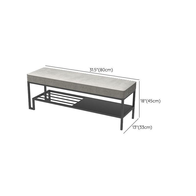 Modern Entryway Bench Cushioned Metal Rectangle Seating Bench