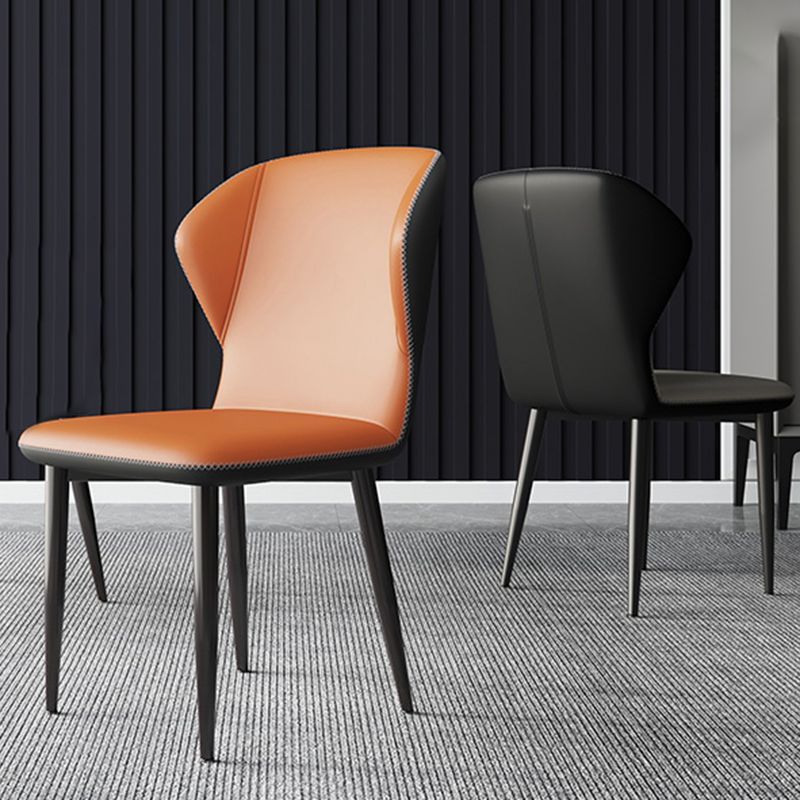 Contemporary Kitchen Armless Chairs Wingback Side Side Chair with Metal Legs