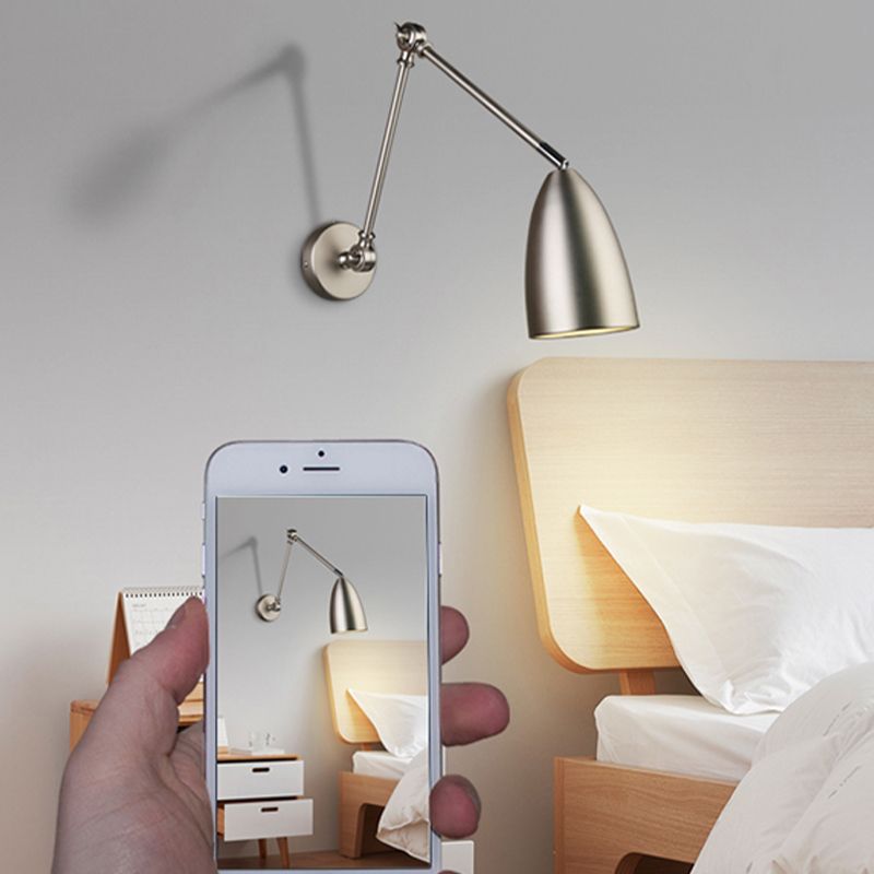 Metal Shade Wall Light Modern Single Light Adjustable Wall Sconce for Bedroom