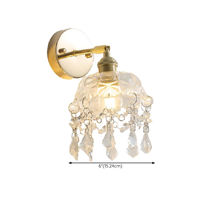 Postmodern Minimalist Golden Wall Light Sconce with Crystal for Washroom