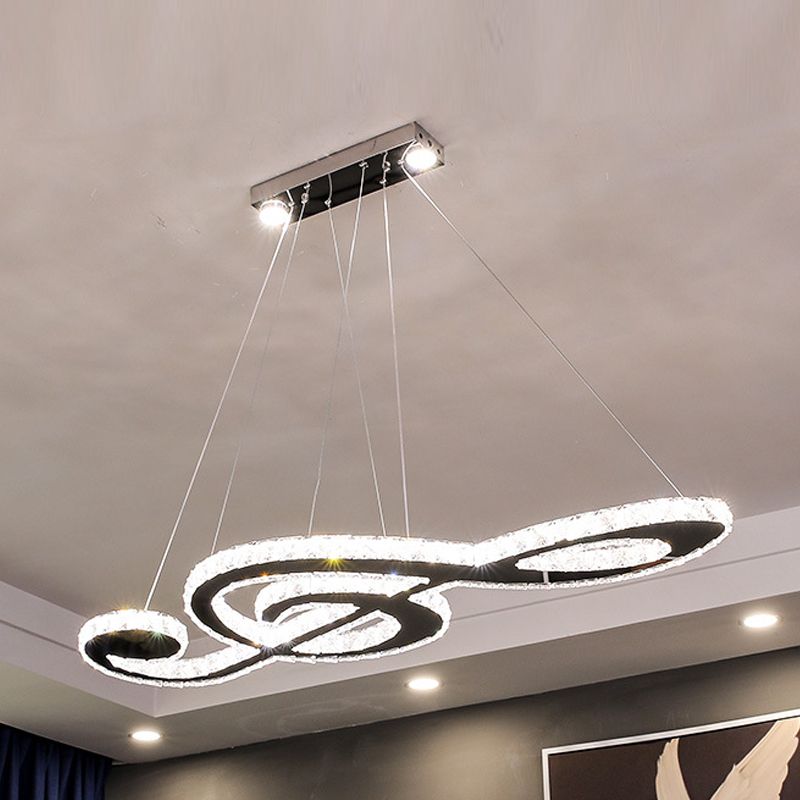 Contemporary Pendant Lights Note Shape Island Lamps Crystal 3 Light for Kitchen Island