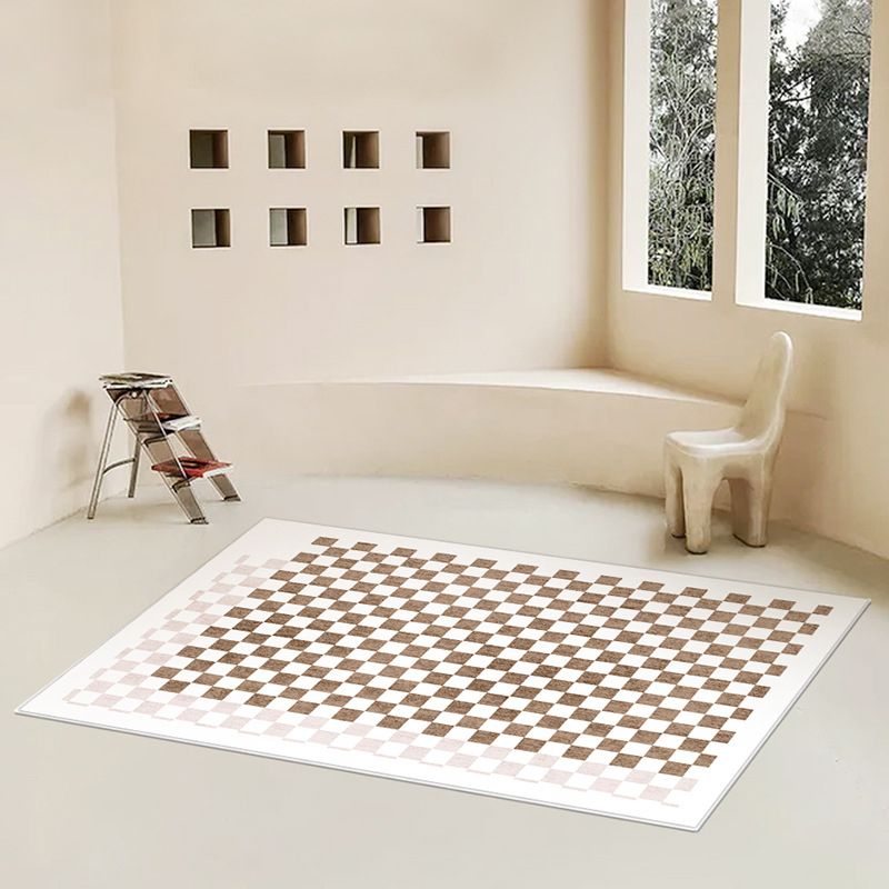Modern Home Decoration Carpet Checkered Pattern Area Rug Polyester Non-Slip Backing Indoor Carpet