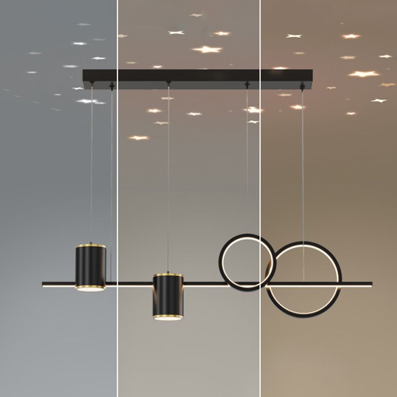 Contemporary Cylinder Island Lighting Metal 5 Light Island Pendant Lights