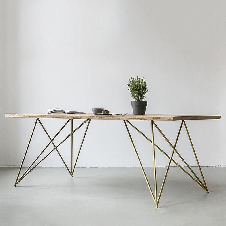 Modern Black and Gold Wood Table Rectangle Dining Table for Kitchen