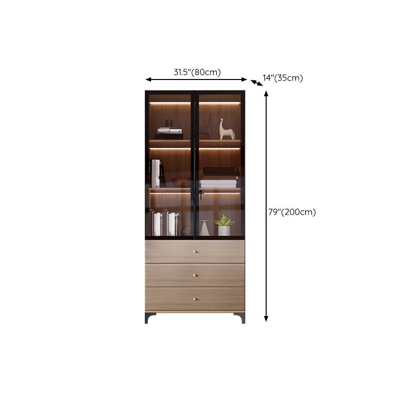 Glam Engineered Wood Bookcase Standard Bookshelf with Cabinets