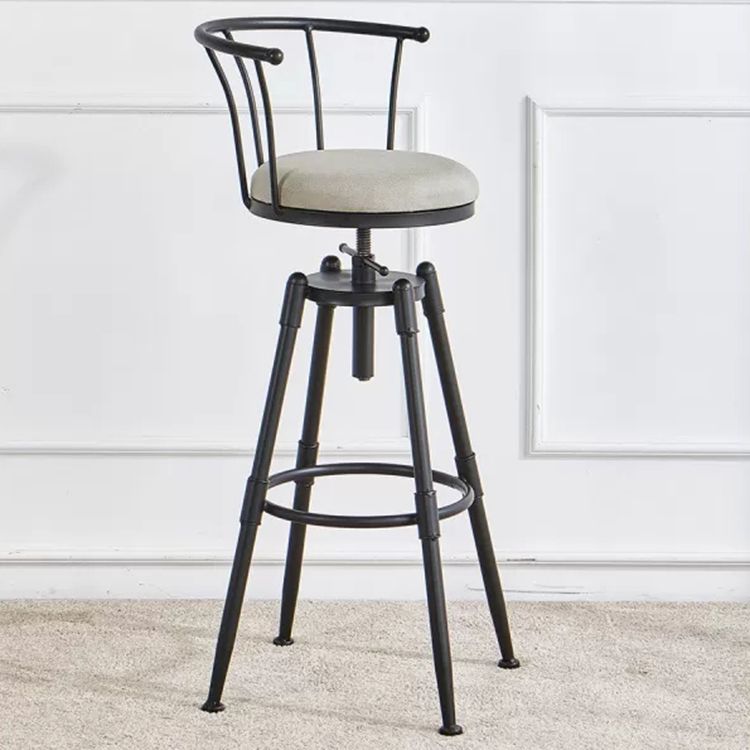 Industrial Backrest Metal Bar Stool Round Furniture in Matte Finish for Home