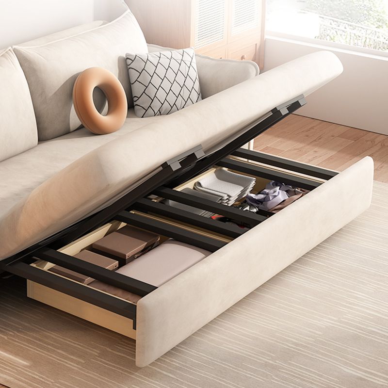 Scandinavian Futon Sleeper Sofa Bed White Convertible Sofa for Living Room