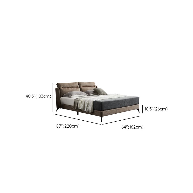Espresso Down Panel Bed Contemporary Standard Bed with Upholstered Headboard