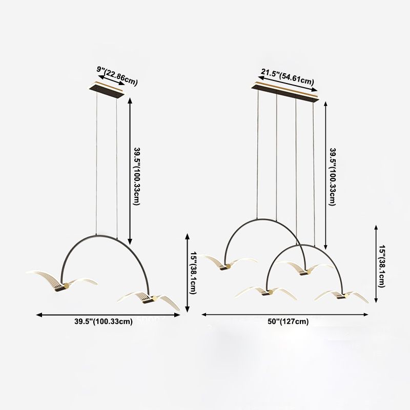 Illuminazione a pendente lineare moderna illuminazione lampadario metallo 2 luci isola luminosa in nero